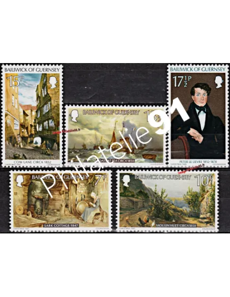 Timbres de GUERNESEY n° 208 à 212, TABLEAUX, NOEL, timbres d'Europe
