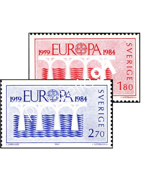 Timbre de Suède n° 1252 à 1253, EUROPA 1984, collection timbres Europe