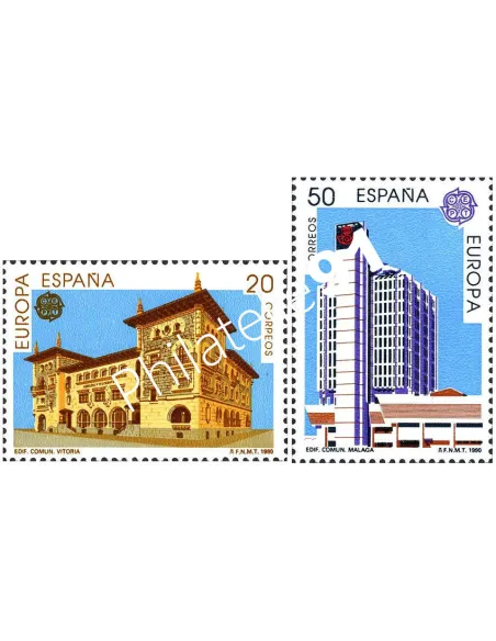 Timbres d'Espagne n° 2672 à 2673 EUROPA 1990, collection timbre Europe