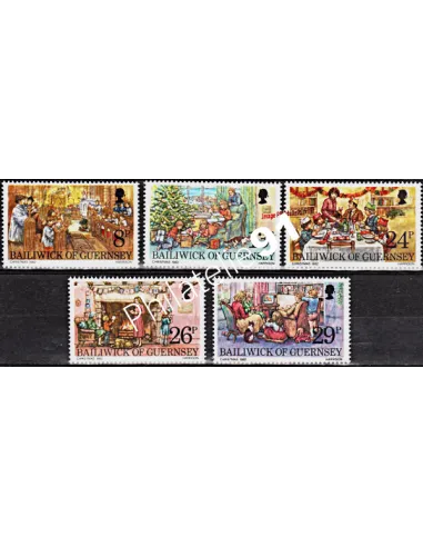 Timbres de GUERNESEY n° 257 à 261 - Noël - Collection timbres Europe