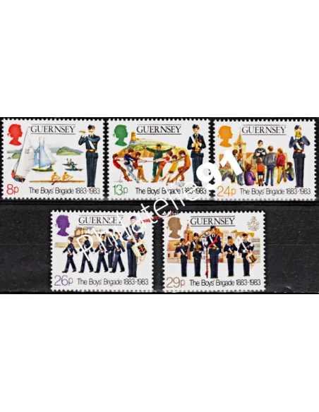 Timbres de Guernesey n° 262 à 266, Boys'Brigade, timbres d'Europe