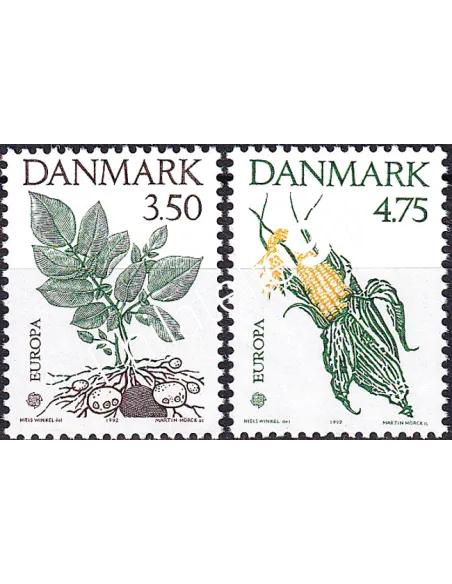 Danemark, n° 1028 à 1029, Europa 1992, collection timbres Europe