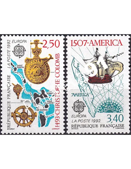 France, n° 2755 à 2756, Europa 1992, collection timbres Europe