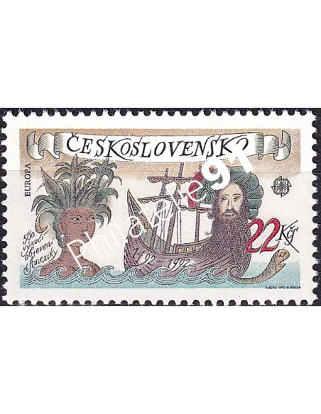 Tchécoslovaquie, n° 2913, Europa 1992, collection timbres Europe