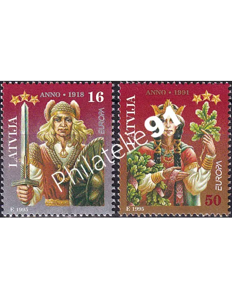 Lettonie, n° 372 à 373, Europa 1995, collection timbres Europe