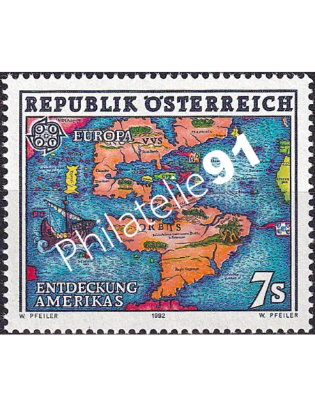 Autriche, n° 1891, Europa 1992, collection timbres Europe