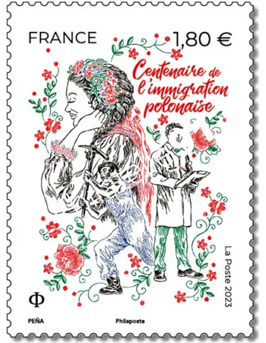 Timbre n° 5705, 100 ans de l'immigration polonaise, timbres de France