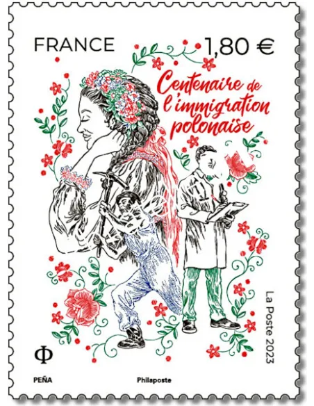 Timbre n° 5705, 100 ans de l'immigration polonaise, timbres de France