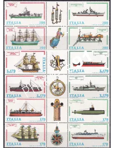 Italie, Lot de 3 blocs de 4 timbres avec vignettes, timbres Europe