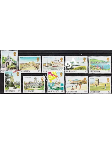 Timbres de GUERNESEY n° 327 à 336, paysages, timbres d'Europe