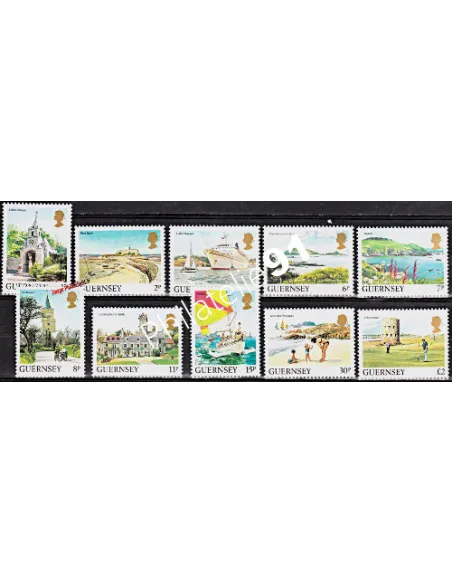 Timbres de GUERNESEY n° 327 à 336, paysages, timbres d'Europe