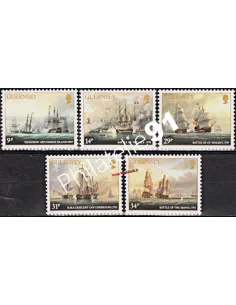 Timbres de Guernesey n° 354 à 358, bateaux, timbres d'Europe