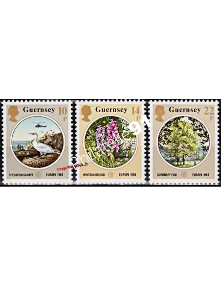 Timbres de GUERNESEY n°359 à 361, EUROPA 1986, Protection de la nature