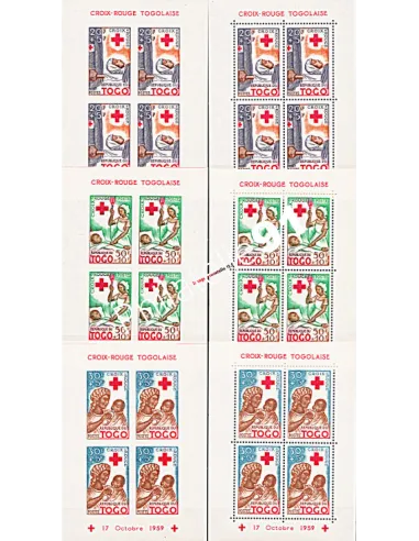 Blocs de timbres du TOGO n° 2 + 3 + 4 + non dentelé - Croix-Rouge