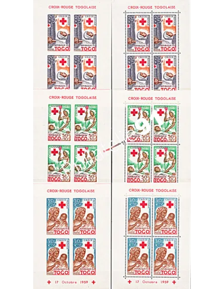 Blocs de timbres du TOGO n° 2 + 3 + 4 + non dentelé - Croix-Rouge