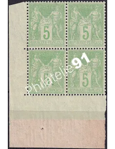 Timbre Classique n° 102, bloc de 4, coin de feuille, timbres France