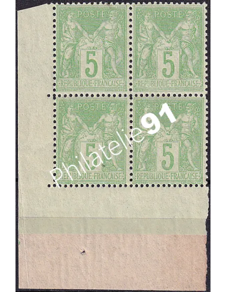 Timbre Classique n° 102, bloc de 4, coin de feuille, timbres France
