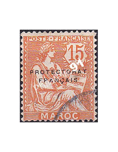 Maroc, n° 42a oblitéré, sans surchage e, timbres colonies françaises