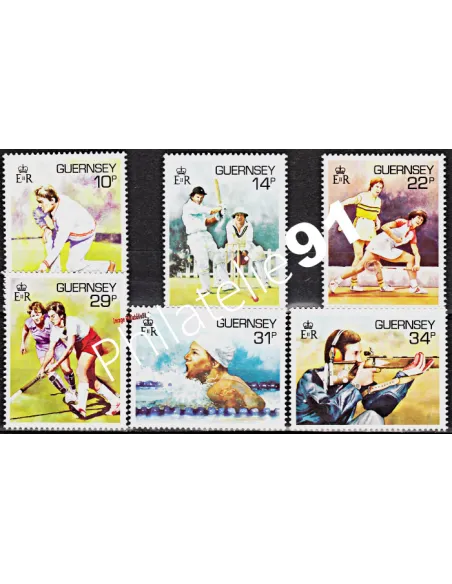 Timbres de GUERNESEY n° 363 à 368, sports, timbres d'Europe