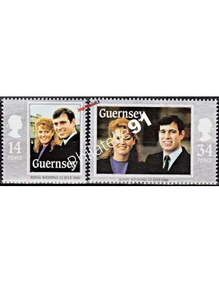 Timbres de Guernesey n° 369 à 370, couple princier, timbres d'Europe