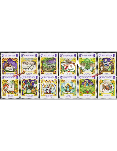 Timbres de Guernesey n° 375 à 386, Noël, timbres d'Europe